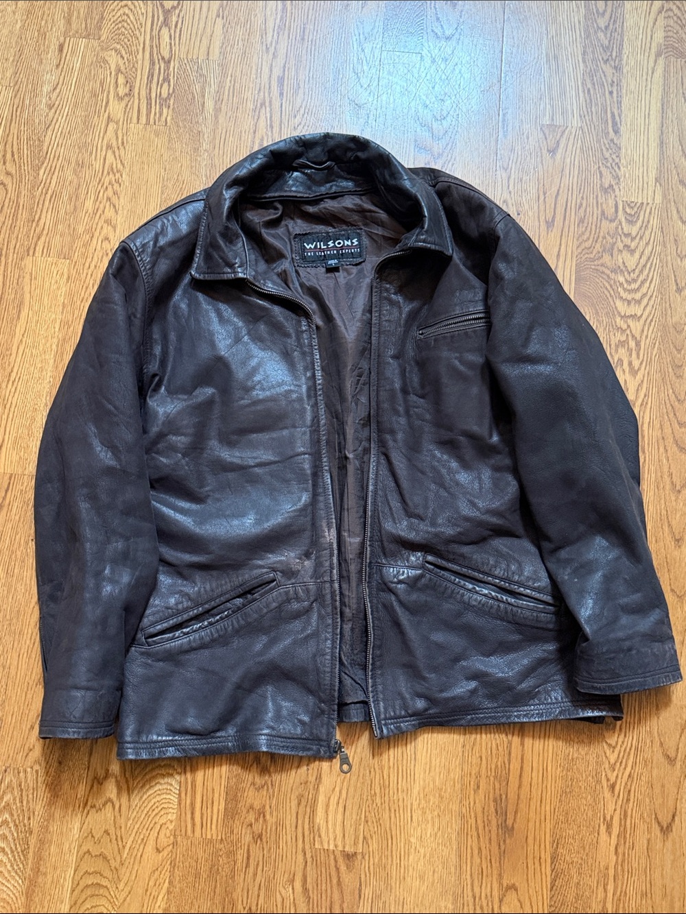 Wilsons Leather Brown Full-Zip Leather Bomber Jacket